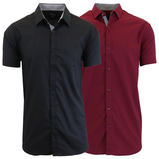 MENS SHORT SLEEVE SOLID CLASSIC DRESS SHIRT 2 PACK