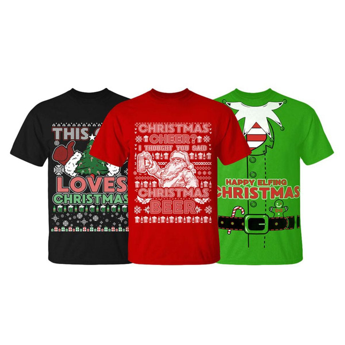 MENS FUNNY UGLY CHRISTMAS SWEATER COTTON T SHIRTS