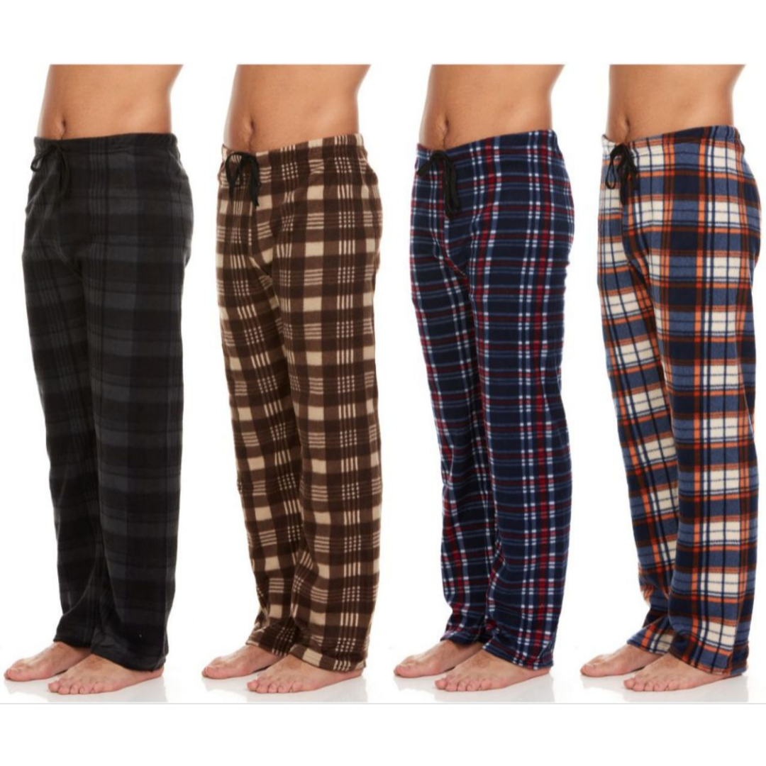 MENS MICRO FLEECE PAJAMA PANTS 4 PACK