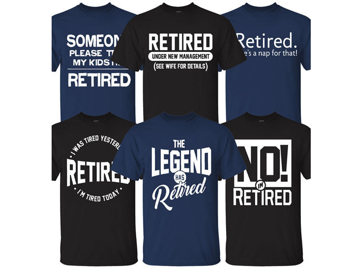 MENS RETIRED THEMED COTTON T SHIRTS