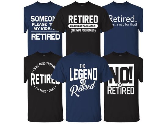 MENS RETIRED THEMED COTTON T SHIRTS