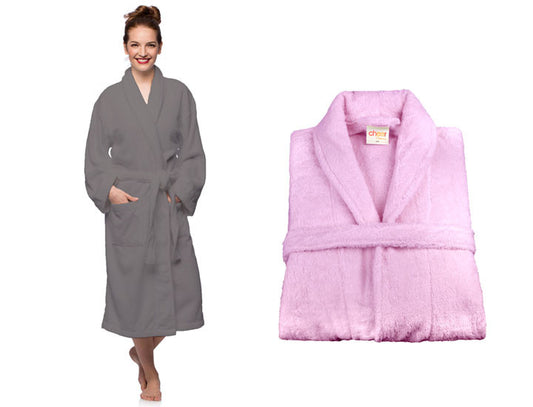 LUXURIOUS COTTON TERRY BATHROBE WITH SHAWL COLLAR
