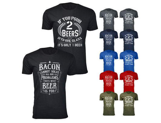MENS BACON AND BEER HUMOR T SHIRTS