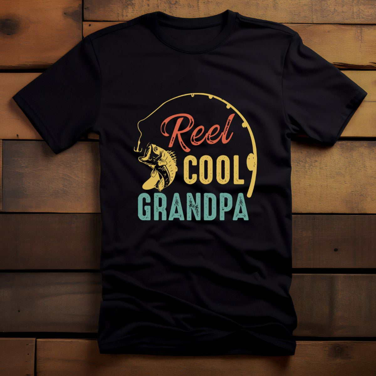 MENS REEL COOL GRANDPA FISHING GRAPHIC SHORT SLEEVE T SHIRT
