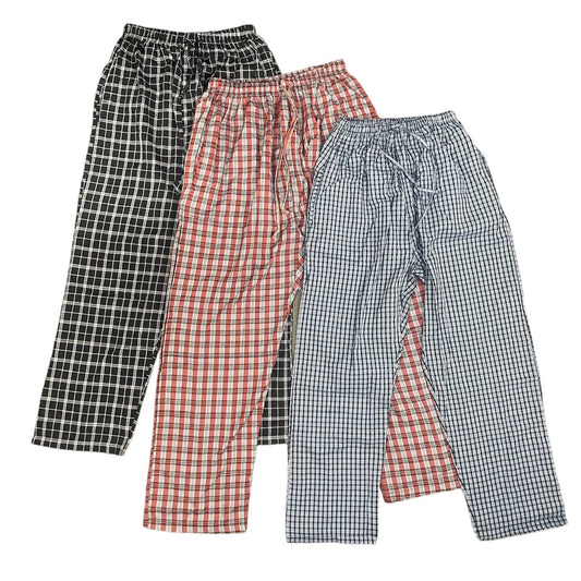 MENS PAJAMA WOVEN COTTON LIGHTWEIGHT LOUNGE PANTS 3 PACK