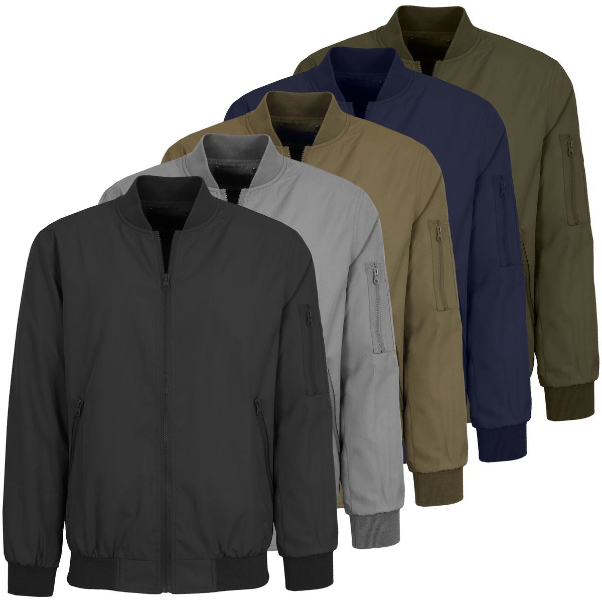 MENS MA 1 LIGHTWEIGHT ZIP UP BOMBER JACKET