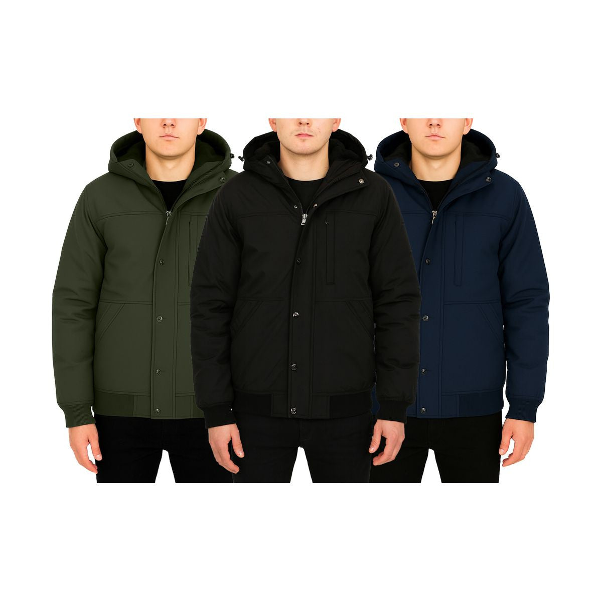 MENS HEAYWEIGHT SHERPA FLEECE LINED HOODED BOMBER JACKET