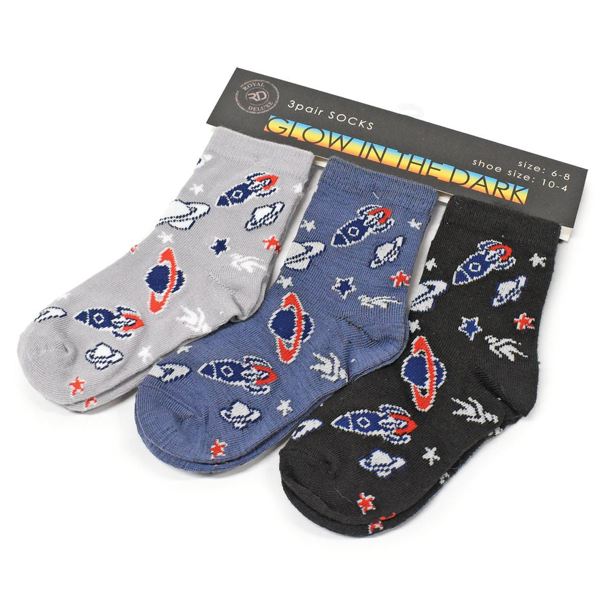 KIDS GLOW IN THE DARK SOCKS 6 PAIR