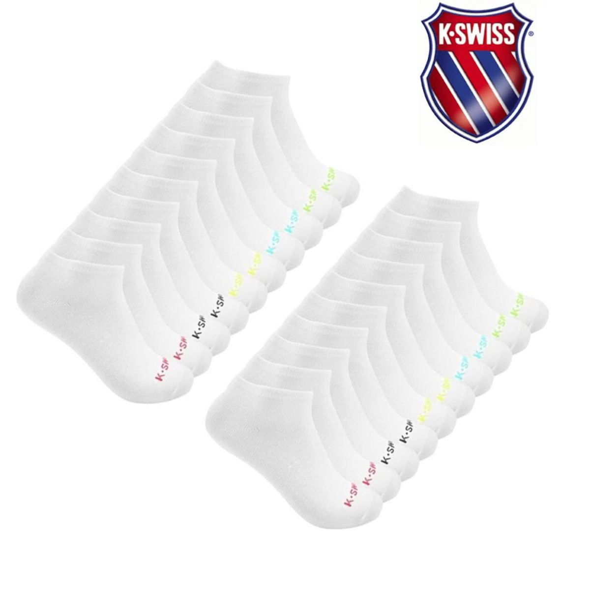 K SWISS WOMENS LOW CUT SOCKS 20 PAIRS