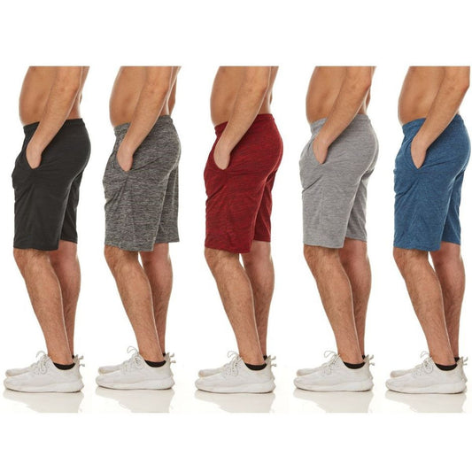 MENS ACTIVE ATHLETIC DRY FIT PERFORMANCE SHORTS 5 PACK