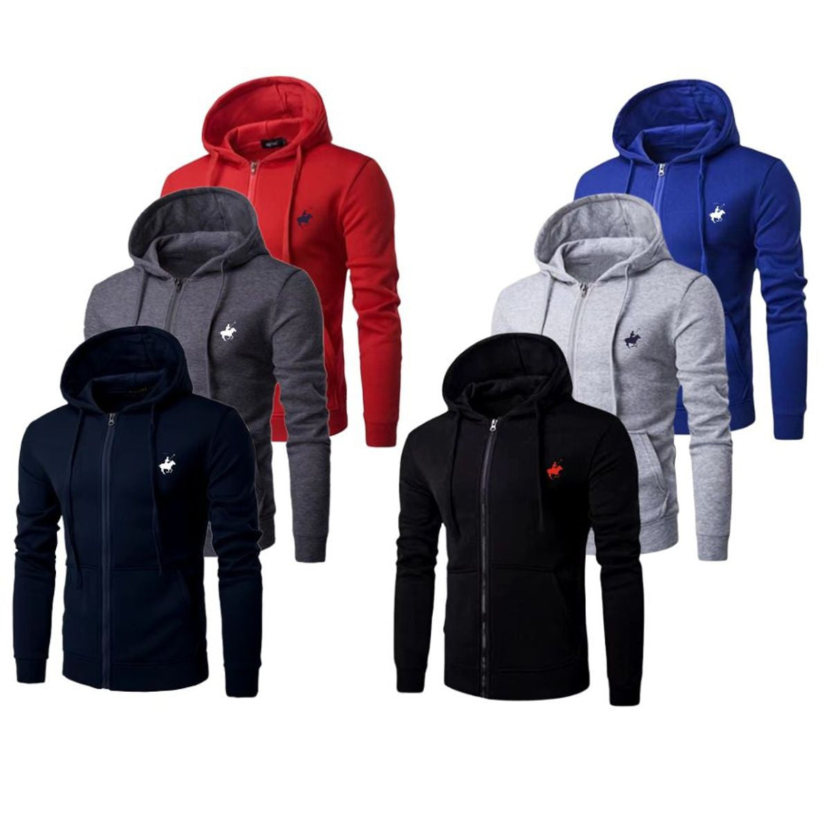 MENS FULL ZIP FLEECE HOODIE 3 PACK