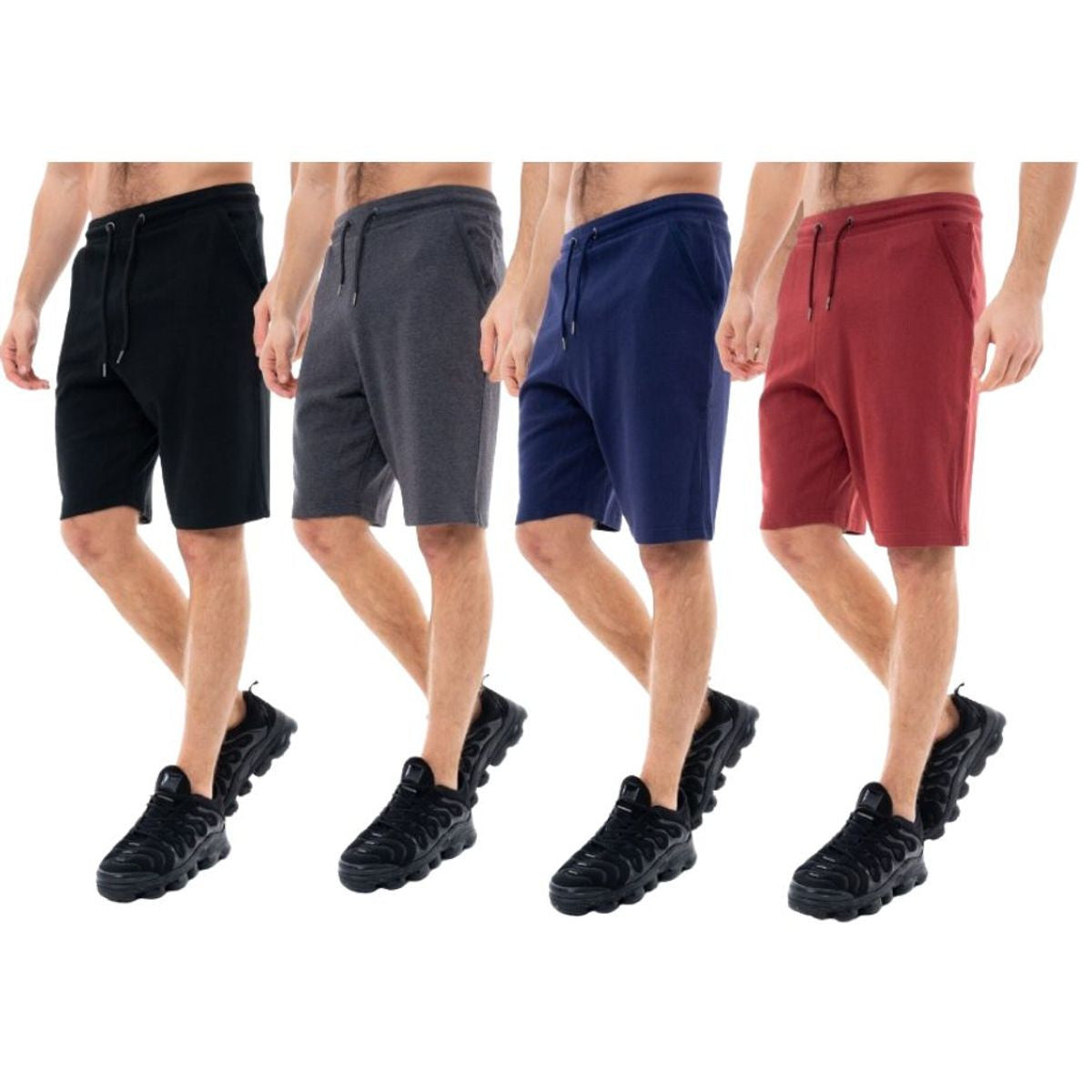 MENS FRENCH TERRY SHORTS WITH POCKETS 4 PACK