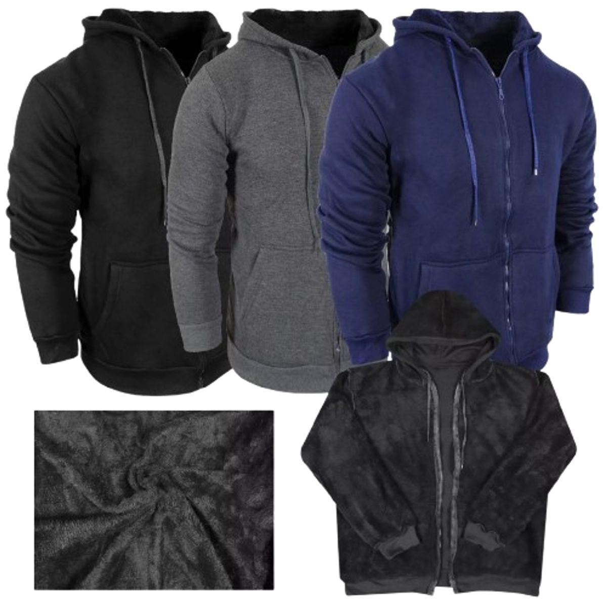 MENS SHERPA LINED FULL ZIP HOODIE 2 PACK