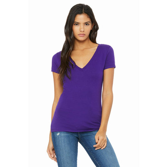 BELLA LADIES SHORT SLEEVE DEEP V NECK T SHIRT
