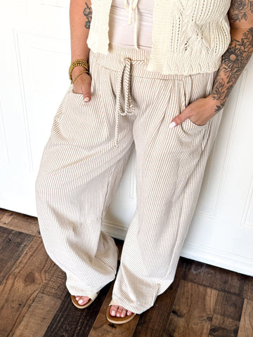 BARDOT STRIPE BARREL PANTS