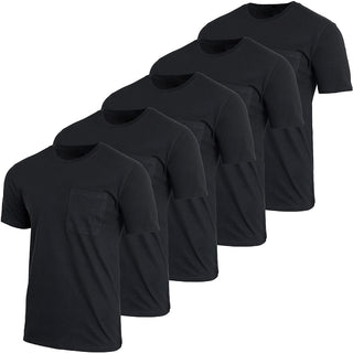 MENS COTTON CREW NECK POCKET TEES 5 PACK