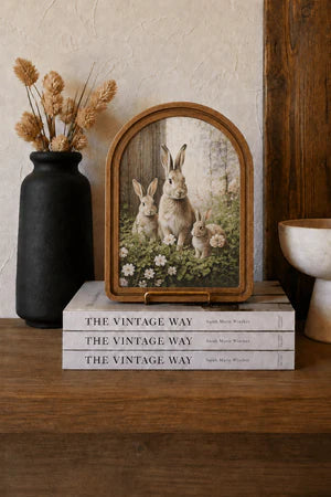 BUNNY TRIO ARCH FRAMED ART 8.25X11 INCH