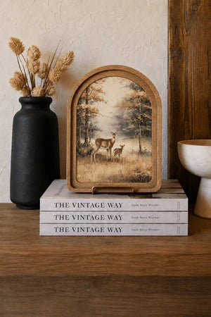 DOE AND FAWN ARCH FRAMED ART 6X8 INCH