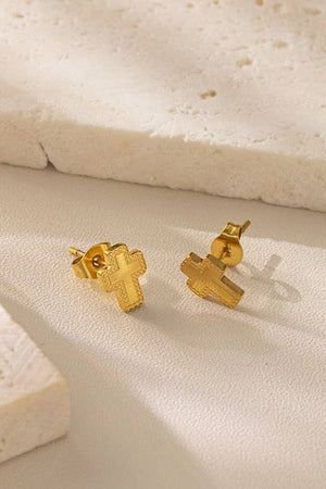 EVERLASTING GOLD CROSS STUD EARRINGS