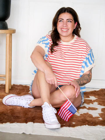 FREEDOM RING OVERSIZED AMERICANA CROP TEE
