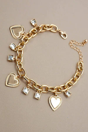 GOLDEN HEARTS CHARM  BRACELET