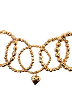 GOLDEN PUFFY HEART BRACELETSET