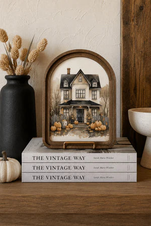 HALLOWEEN HOUSE ARCH FRAMED ART 8.25X11 INCH