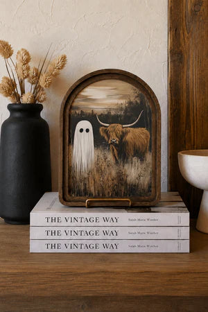 HIGHLAND COW WITH GHOST ARCH FRAMED ART 8.25X11 INCH