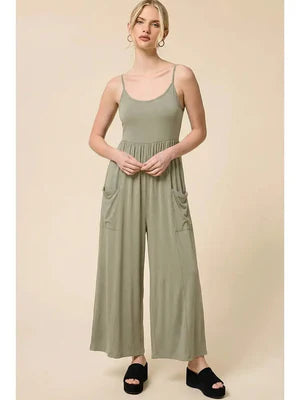 JERSEY KNIT SPAGHETTI STRAP JUMPSUIT
