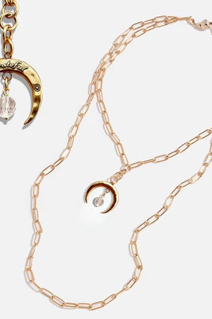 KD17 ANTIQUE GOLD CRESCENT MOON KLINK NECKLACE