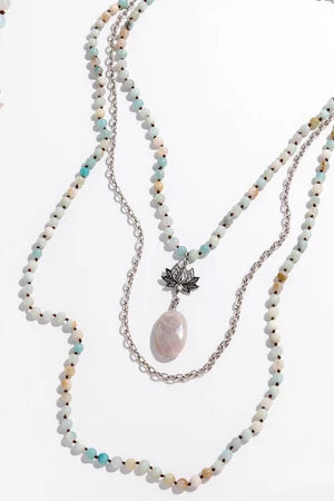 KD21 HAVE FAITH LOTUS AMAZONITE FUSION NECKLACE