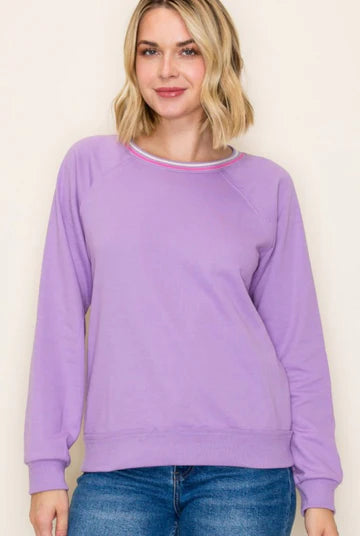 LILAC VARSITY COZY TERRY SWEATSHIRT