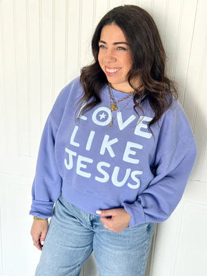 LOVE LIKE JESUS COZY CROP SWEATSHIRT