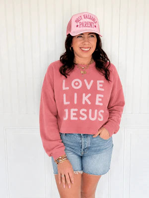 LOVE LIKE JESUS COZY CROP SWEATSHIRT