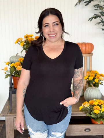 LUXE JERSEY V NECK TOP