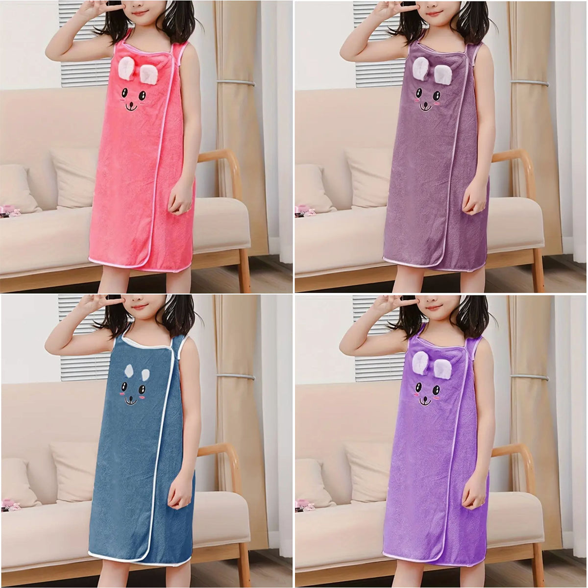 KIDS RABBIT EARS BATH TOWEL WRAP