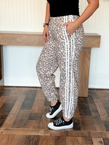 MIDNIGHT RUN LEOPARD TRACK PANTS