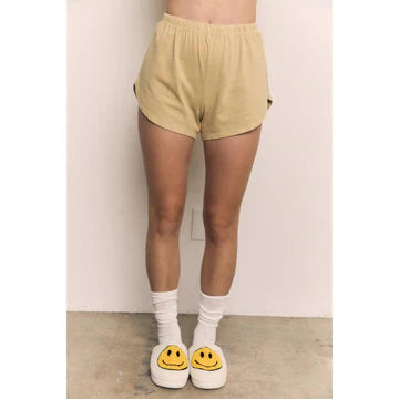 MINERAL WASH HIGH WAIST JERSEY SHORTS