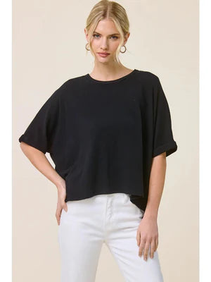 OVERSIZED HI LOW CREPE HACCI TOP
