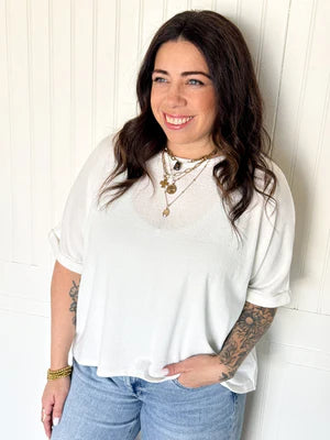 OVERSIZED HI LOW CREPE HACCI TOP