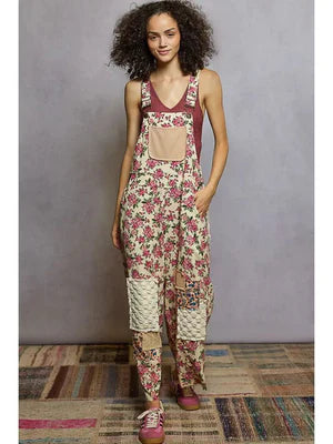 POL BOHO PATCH CORD OVERALLS