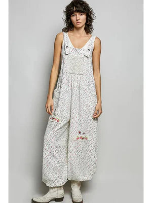 POL RETRO BLOOM LOUNGE OVERALLS