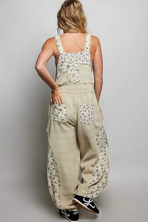 POL RUSTIC PETAL PATCH OVERALLS