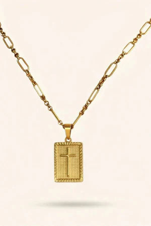 PRESSIE RELIC TAG CROSS NECKLACE