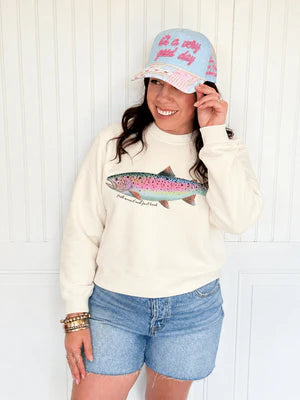 RAINBOW TROUT CROP SWEATSHIRT
