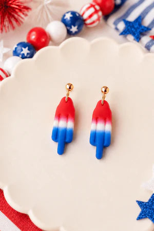 RED WHITE AND BLUE POP DANGLE EARRINGS