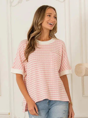 THE SUNSET BLUSH STRIPE KNIT