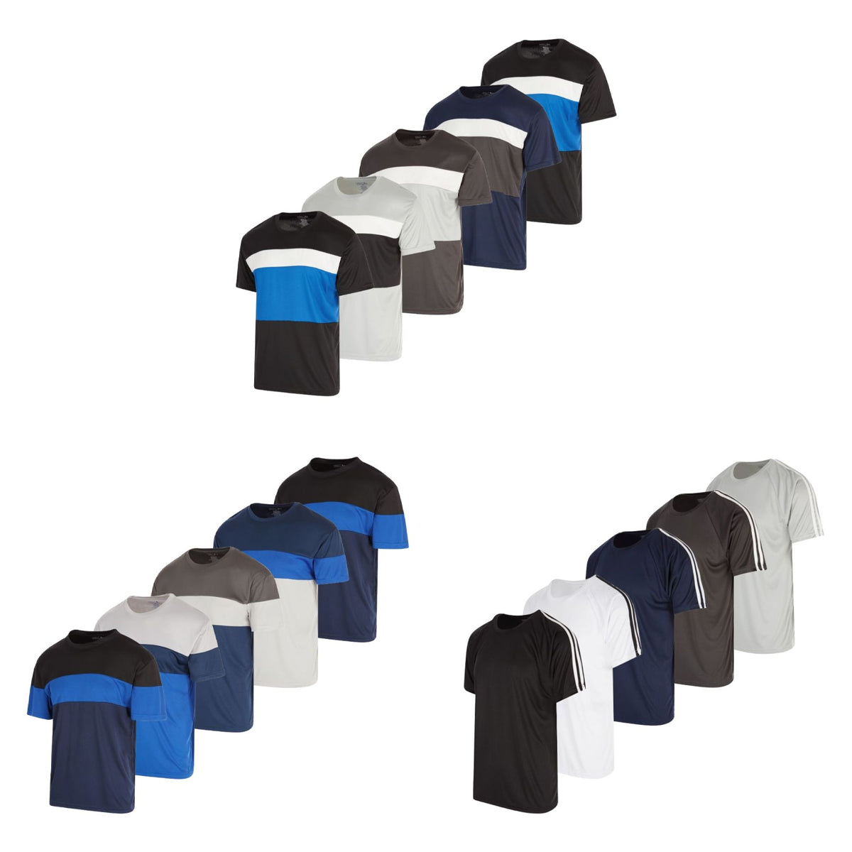 MENS ACTIVE ATHLETIC PERFORMANCE T SHIRT 5 PACK