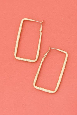 TEXTURED RECTANGLE HOOP EARRINGS