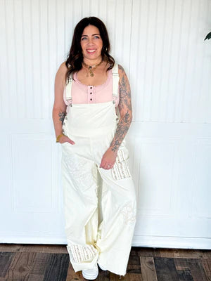 THE LACE AND BLOOM PATCHWORK OVERALLS